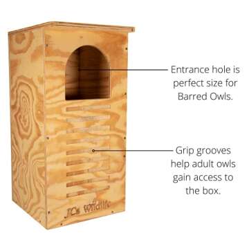 Barred Owl Nesting Box with Clean-Out Door and Accessories
