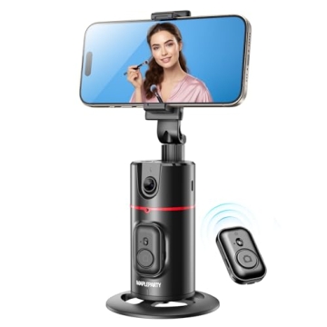 Auto Face Tracking Phone Holder, 360°Rotation Motion Sensor Track Moving Tripod for iPhone with Rem...