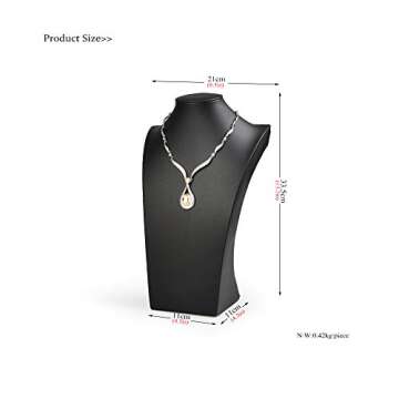 Oirlv Leather Necklace Display Stand Black Jewelry Mannequin H13.2inch