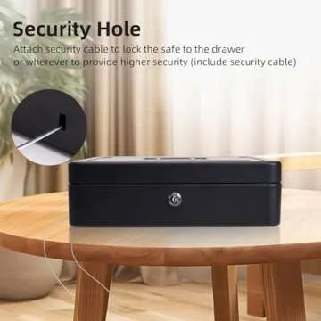 ZYNKORA Large Cash Box with Adjustable Coin Tray