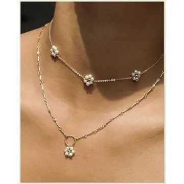 Dainty Daisy Pearl Choker Necklace for Women
