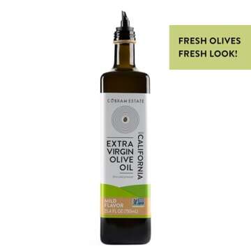 Cobram Estate Mild 100% California Extra Virgin Olive Oil, First Cold Pressed, Non-GMO, Keto Friendly, High in Antioxidants, Sweet & Mellow, 750ml Bottle (California Mild, 750 ml (Pack of 1))