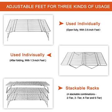 P&P CHEF Cooling Rack, 5-Tier Stainless Steel Stackable Baking Cooking Racks for Cooling Roasting Gr...