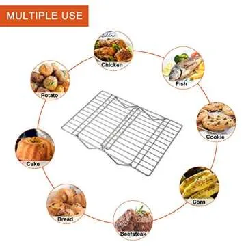 P&P CHEF Cooling Rack, 5-Tier Stainless Steel Stackable Baking Cooking Racks for Cooling Roasting Grilling, Collapsible & Heavy Duty, Oven & Dishwasher Safe - 15’’x10’’
