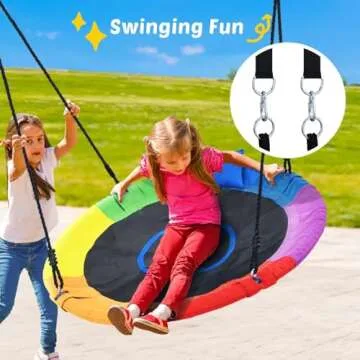 Trekassy 700lbs 40“ Saucer Tree Swing for Kids Adults Outdoor 900D Oxford Waterproof with Pillow, Swivel, 2pcs Tree Hanging Straps