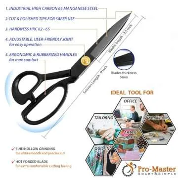 Professional 9 Inch Sewing Scissors for Fabric Cutting - Ultra Sharp, Heavy Duty Fabric Shears for Smooth, Precise Cuts on All Fabrics and Leather, for Tailors, Dressmakers, Crafters, and Artists