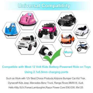 12 Volt Battery Charger for Ride On Toys 12V Kids Ride On Car Charger for Best Choice Products Wrangler SUV Kid Trax Dynacraft Toy Car 12v Universal Charger baby electric Battery Power Supplies