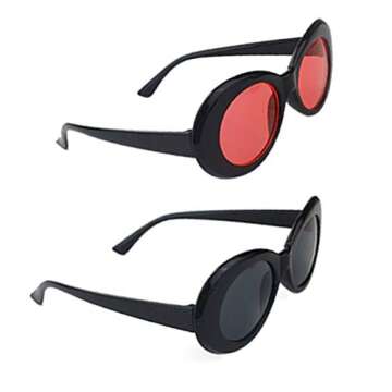 obmwang 10 Pieces Clout Oval Goggles Retro Thick Frame Round Sunglasses with Lens Cloth and Bag, for Girls Boys Adults Men Women, 10 Colors