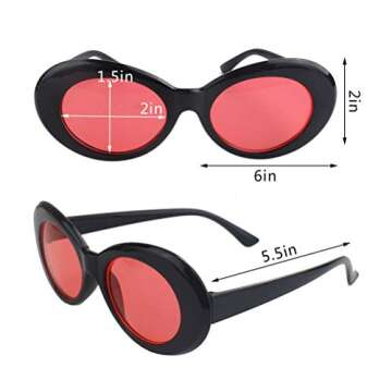 obmwang 10 Pieces Clout Oval Goggles Retro Thick Frame Round Sunglasses with Lens Cloth and Bag, for Girls Boys Adults Men Women, 10 Colors