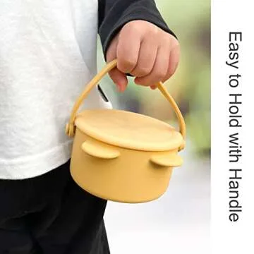 Dilovely Snack Cups for Toddlers, Silicone Toddler Snack Containers, Baby Treat Catcher with DustProof Lid 2 Pack Dishwasher Safe and BPA Free 9 Oz