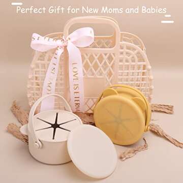 Dilovely Snack Cups for Toddlers, Silicone Toddler Snack Containers, Baby Treat Catcher with DustProof Lid 2 Pack Dishwasher Safe and BPA Free 9 Oz