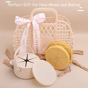 Dilovely Snack Cups for Toddlers, Silicone Toddler Snack Containers, Baby Treat Catcher with DustProof Lid 2 Pack Dishwasher Safe and BPA Free 9 Oz