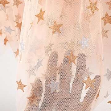 TPMG Princess Tulle Cape for Little Girls Halloween Costume Cloak Dress Up Clothes Pretend Play Party, Sparkling Apricot