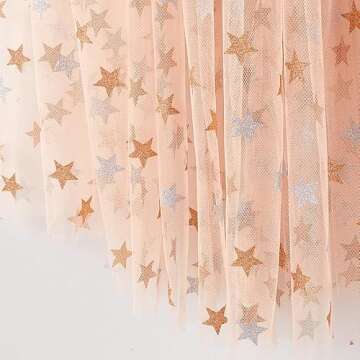 TPMG Princess Tulle Cape for Little Girls Halloween Costume Cloak Dress Up Clothes Pretend Play Party, Sparkling Apricot