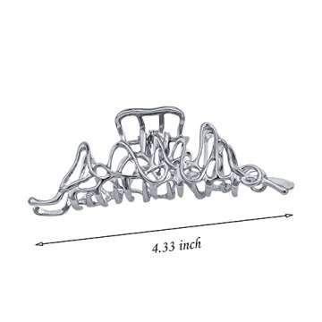 2 Pcs Large Metal Hair Claw Clips - Personality Nonslip Silver Hair Clamps,Perfect Jaw Hair Clamps F...