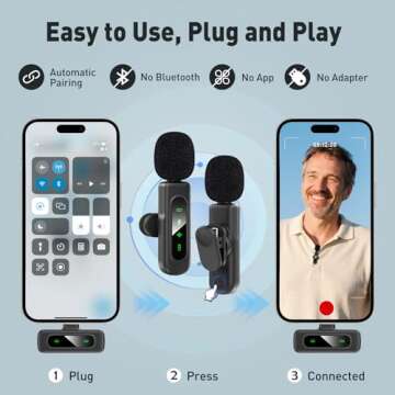 VEZQUA Wireless Lavalier Microphones for Vloggers and Podcasters