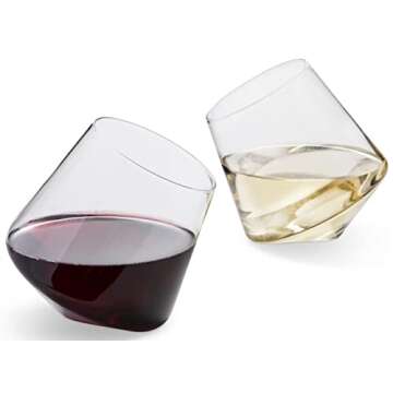 Stemless Wine Glasses Set of 2 Aerating wine glasses Elegant Wine Glasses Stemless large wine glass CulinexCo.com Red Wine Glass wine glass set cup wine cups non drip no spill glass