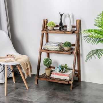 Durable Yaheetech Folding Plant Stand - Elegant 3-Tier Design