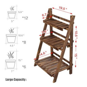 Durable Yaheetech Folding Plant Stand - Elegant 3-Tier Design