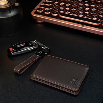 Kings Loot Wallet - Minimalist Wallet for Men with Cash Pocket & Card Pull Strap - Holds 1-15 cards, Slim and Stylish- Premium Tuscan Leather Men's Wallet with RFID protection, Umber