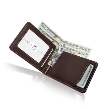 Kings Loot Wallet - Minimalist Wallet for Men with Cash Pocket & Card Pull Strap - Holds 1-15 cards, Slim and Stylish- Premium Tuscan Leather Men's Wallet with RFID protection, Umber