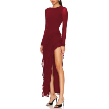 Capuffy Long Sleeve Backless Evening Dress for Women