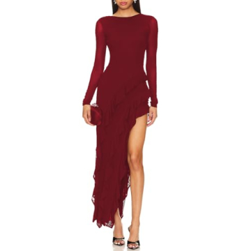 Capuffy Long Sleeve Backless Evening Dress for Women