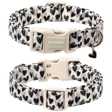 DOGWONG Valentine's Day Dog Collar - Adjustable Black Heart Design for Dogs