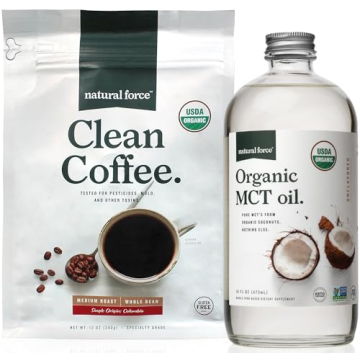 Natural Force Organic Clean Coffee + Organic MCT Oil Bundle – 100% Pure Coconut MCTs & Mold & Myco...