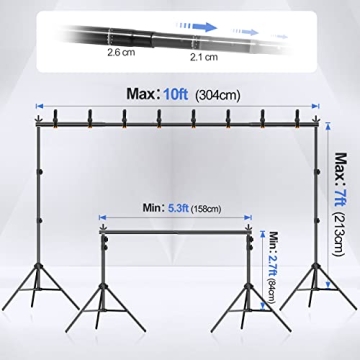 Adjustable 10x7ft Backdrop Stand for Photography