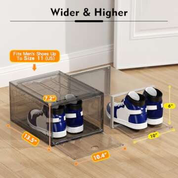 ARSTPEOE Upgrade Harder Solid Plastic Shoe Organizer, Shoe Storage with Magnetic Front Door, Shoe Ra...