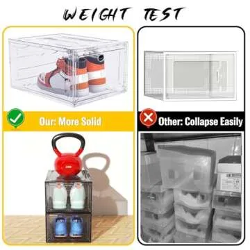 ARSTPEOE Upgrade Harder Solid Plastic Shoe Organizer, Shoe Storage with Magnetic Front Door, Shoe Rack 6 Pack Shoe Boxes Clear, Sneaker Storage, Shoe Organizer for Closet, Shoe Display Case, Black