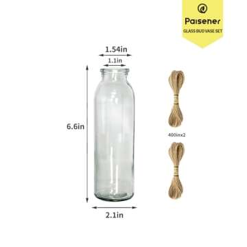 Paisener Bud Vases Set of 8,Small Glass Vase for Flowers,Bud Vases in Bulk,Clear Glass Vases for Centerpieces,Mini Vase Set for Flowers Wedding Decorations (Clear 8)