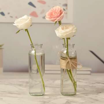 Paisener Bud Vases Set of 8,Small Glass Vase for Flowers,Bud Vases in Bulk,Clear Glass Vases for Centerpieces,Mini Vase Set for Flowers Wedding Decorations (Clear 8)