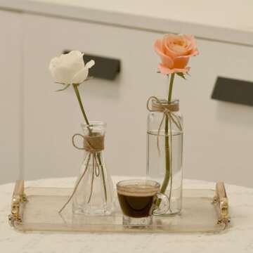 Paisener Bud Vases Set of 8,Small Glass Vase for Flowers,Bud Vases in Bulk,Clear Glass Vases for Centerpieces,Mini Vase Set for Flowers Wedding Decorations (Clear 8)