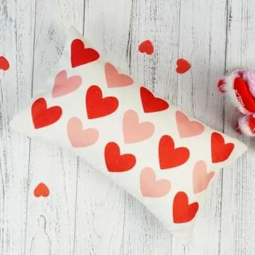 ONWAY Valentine's Day Pillow Cover 12x20 Red Pink Heart Decoration Valentine Lumbar Throw Cushion Case for Bedroom Sofa Couch Home Decor