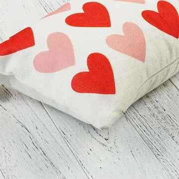 ONWAY Valentine's Day Pillow Cover 12x20 Red Pink Heart Decoration Valentine Lumbar Throw Cushion Case for Bedroom Sofa Couch Home Decor
