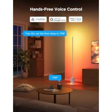 Govee Floor Lamp 2 with Matter, RGBIC Warm Cool White LED Floor Lamp Works with Alexa, 1725lm Corner Floor Lamp with Music Sync, Scene Modes, Smart Floor Lamp for Bedroom, Living Room, Silver(1 Pack)