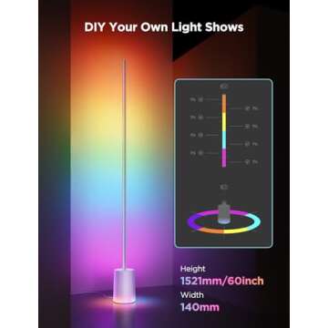 Govee Floor Lamp 2 with Matter, RGBIC Warm Cool White LED Floor Lamp Works with Alexa, 1725lm Corner Floor Lamp with Music Sync, Scene Modes, Smart Floor Lamp for Bedroom, Living Room, Silver(1 Pack)