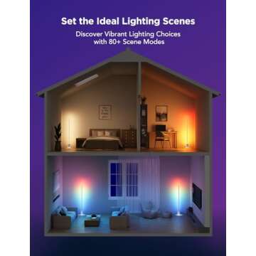 Govee Floor Lamp 2 with Matter, RGBIC Warm Cool White LED Floor Lamp Works with Alexa, 1725lm Corner Floor Lamp with Music Sync, Scene Modes, Smart Floor Lamp for Bedroom, Living Room, Silver(1 Pack)