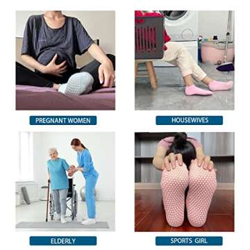 Culeotah Pilates Socks for Women Yoga Non Slip Hospital Socks with Grippers for Women Grippy Sticky Socks