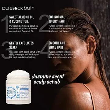 Puresoak Bath Scalp Scrub Natural Sugar Scrub Sulfates Free Exfoliate & Nourish Body Hair Scalp Care Scrub For Women & Men Gift Set Scrub Set-10.6OZ Scalp Scrub & Free Scalp Massager Brush