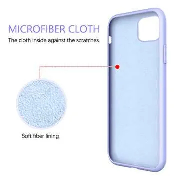 GUAGUA Compatible with iPhone 11 Case Liquid Silicone Soft Gel Rubber Slim Microfiber Lining Cushion Texture Cover Shockproof Protective Anti-Scratch Case for iPhone 11 6.1 Inch 2019, Lilac Purple