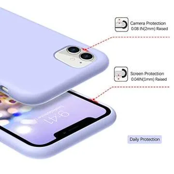 GUAGUA Compatible with iPhone 11 Case Liquid Silicone Soft Gel Rubber Slim Microfiber Lining Cushion Texture Cover Shockproof Protective Anti-Scratch Case for iPhone 11 6.1 Inch 2019, Lilac Purple