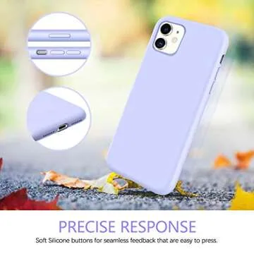 GUAGUA Compatible with iPhone 11 Case Liquid Silicone Soft Gel Rubber Slim Microfiber Lining Cushion Texture Cover Shockproof Protective Anti-Scratch Case for iPhone 11 6.1 Inch 2019, Lilac Purple