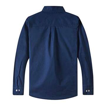 Spring&Gege Boys' Long Sleeve Dress Shirts Formal Uniform Woven Solid, Navy Blue, 11-12 Years