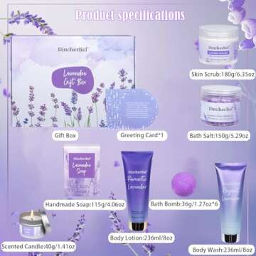 Spa Gifts for Women, Lavender Bath Spa Set for Relaxation & Stress Relief, Relaxing Spa Gift Baskets...
