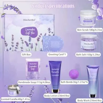 Spa Gifts for Women, Lavender Bath Spa Set for Relaxation & Stress Relief, Relaxing Spa Gift Baskets...