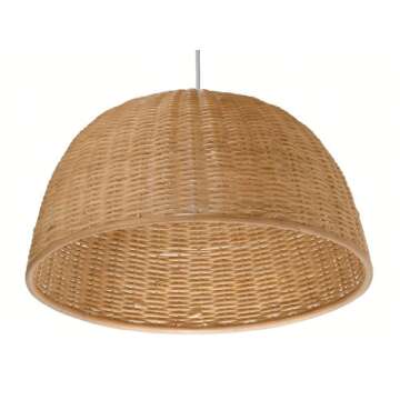 KOUBOO 1050031 Wicker Dome Shaped Pendant Lamp, Natural