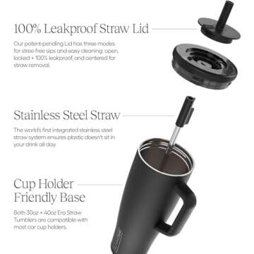BrüMate Era 40 oz Tumbler with Handle and Straw | 100% Leakproof Insulated Tumbler with Lid and Str...